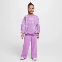 Nike Essentials Little дитячі Printed French Terry Crew Top колір фіолетовий