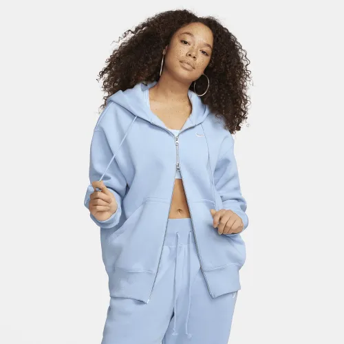 Nike Sportswear Phoenix Fleece женская оверсайз Full-Zip Толстовка с капюшоном синий