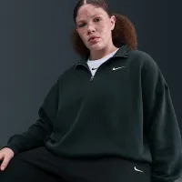 Nike Sportswear Phoenix Fleece женская Over-оверсайз 1/4-Zip (большие размеры) цвет зеленый