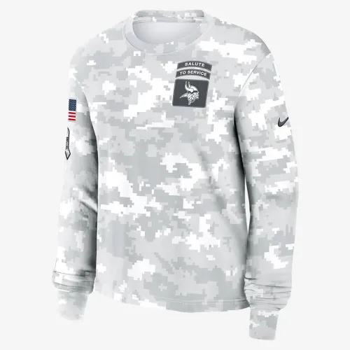 Minnesota Vikings Salute to Service Edge Lockup женская Nike Dri-FIT NFL Long-Sleeve футболка цвет белый