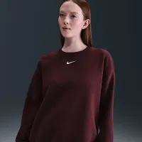 Nike Sportswear Phoenix Fleece женская оверсайз Crew-Neck свитшот цвет красный