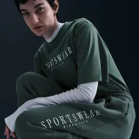 Nike Sportswear Phoenix Fleece женская С высокой Талией оверсайз Sweatpants цвет зеленый