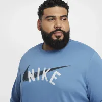 Nike мужские Dri-FIT Long-Sleeve Fitness футболка синий
