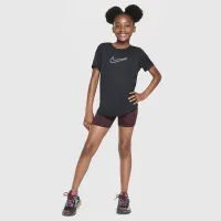 Nike One Fitted Big дитячі (Girls') Dri-FIT Short-Sleeve Top колір чорний