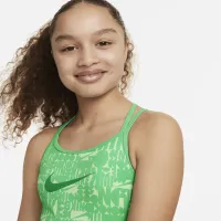 Nike Swim Retro Flow Big детские (Girls') T-Back One-Piece Swimsuit цвет зеленый