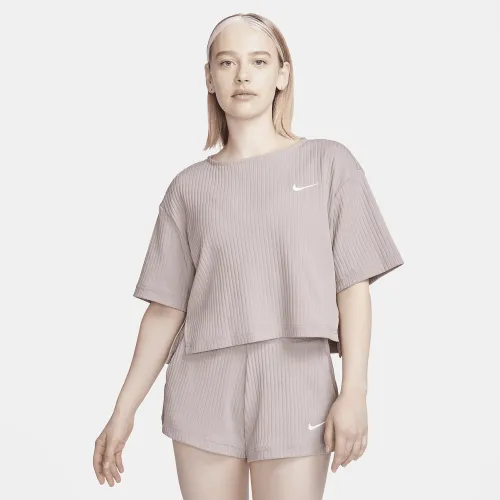 Nike Sportswear жіноча Ribbed Jersey Short-Sleeve Top колір коричневий
