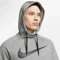 Nike Therma чоловічі Pullover Swoosh тренувальні Толстовка з капюшоном колір сірий