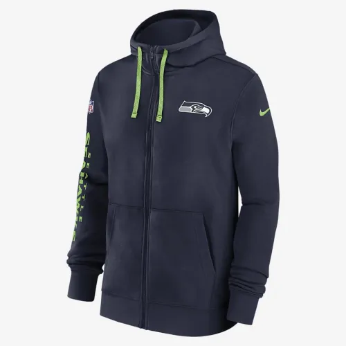 Seattle Seahawks Sideline Team Issue Club чоловічі Nike Full Zip Толстовка з капюшоном блакитний