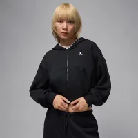 Nike Jordan Brooklyn Fleece жіноча Cropped Full-Zip Толстовка з капюшоном колір чорний