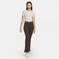 Nike Sportswear Chill Knit жіноча Tight Scoop-Back Short-Sleeve Mini-Rib Top колір коричневий