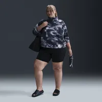 Nike One женская Therma-FIT оверсайз 1/2-Zip Fleece Printed Top (большие размеры) цвет черный
