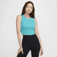 Nike Sportswear Chill Knit женская Tight Cropped Mini-Rib Tank Top цвет зеленый