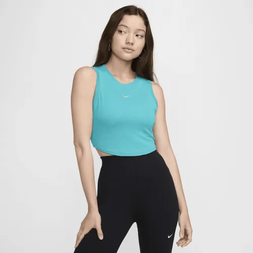 Nike Sportswear Chill Knit женская Tight Cropped Mini-Rib Tank Top цвет зеленый