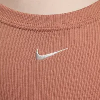 Nike Sportswear Chill Knit жіноча Tight Scoop-Back Short-Sleeve Mini-Rib Top колір коричневий
