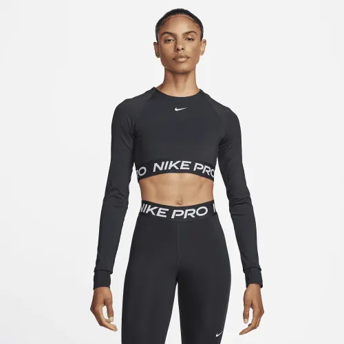 Nike Pro жіноча Dri-FIT Cropped Long-Sleeve Top колір чорний