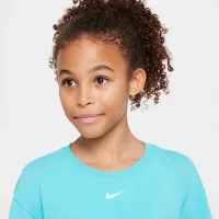 Nike One Relaxed Big детские (Girls') Dri-FIT Short-Sleeve Top цвет зеленый