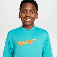 Nike Swim Hydroguard Big детские (для мальчиков) Dri-FIT Short-Sleeve Top цвет зеленый