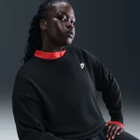 Nike Sportswear Club Fleece жіноча Loose Crew-Neck світшот (великі розміри) колір чорний