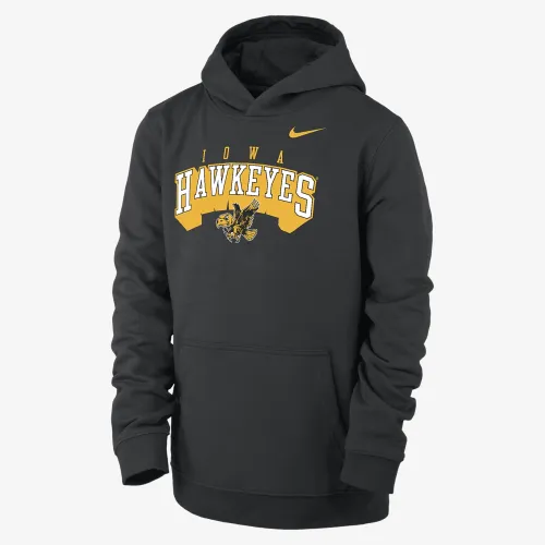 Iowa Club Fleece Big детские (для мальчиков) Nike College Pullover Толстовка с капюшоном цвет черный