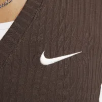 Nike Sportswear женская Ribbed Jersey Long-Sleeve V-Neck Top цвет коричневый