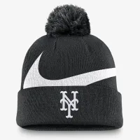 New York Mets Peak чоловічі Nike MLB Cuffed Pom Beanie колір чорний