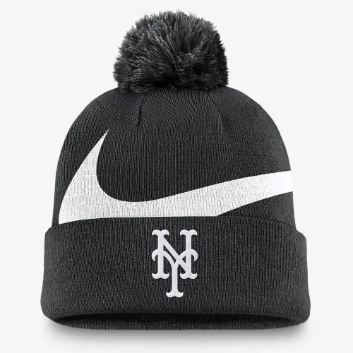 New York Mets Peak чоловічі Nike MLB Cuffed Pom Beanie колір чорний
