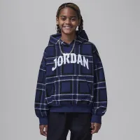 Nike Jordan Brooklyn Essentials Big дитячі Plaid Print Pullover Толстовка з капюшоном блакитний