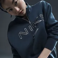 Nike Sportswear Phoenix Fleece женская оверсайз 1/4-Zip Logo Top синий
