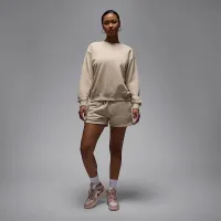 Nike Jordan Brooklyn Fleece жіноча French Terry Crew-Neck світшот колір коричневий