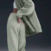 Nike Sportswear Phoenix Cozy Букле женская С высокой Талией оверсайз Knit Pants цвет зеленый