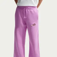 Nike Sportswear Phoenix Fleece женская С высокой Талией Wide-Leg Logo Pants цвет фиолетовый
