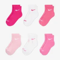 Nike Dri-FIT Performance Basics Little детские Quarter носки (6 пары) Pink