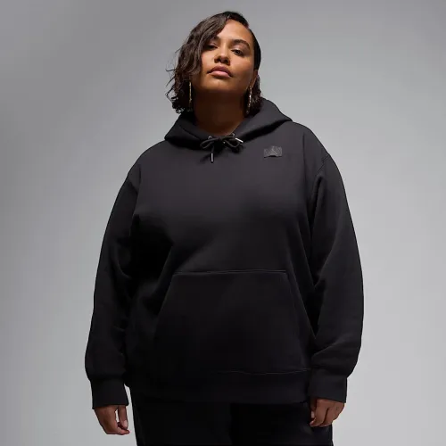 Nike Jordan Flight Fleece женская Satin-Lined Pullover Толстовка с капюшоном (большие размеры) цвет черный
