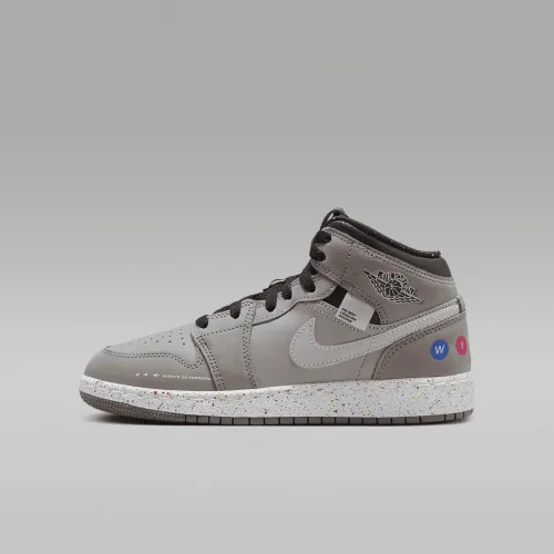 Nike Air Jordan 1 Mid Wings Big детские Кроссовки цвет серый