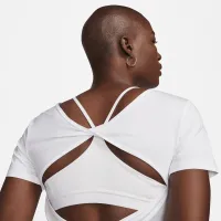 Nike One Classic жіноча Dri-FIT Short-Sleeve Cropped Twist Top колір білий