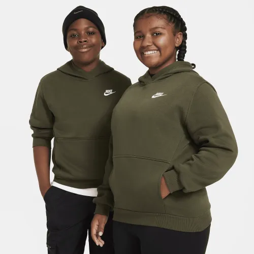 Nike Sportswear Club Fleece Big дитячі Pullover Толстовка з капюшоном (Extended Size) колір зелений