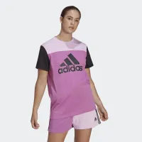 Футболка adidas Essentials Colorblock Logo HJ9470 - розово-черная