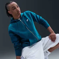 Nike Club мужские Full-Zip Fleece Толстовка с капюшоном синий