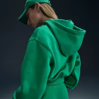 Nike Sportswear Phoenix Fleece жіноча Loose Cropped Full-Zip Толстовка з капюшоном колір зелений