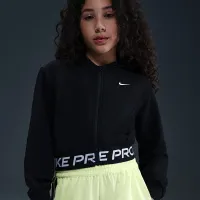 Nike Pro Fleece Big детские (Girls') Dri-FIT Full-Zip Толстовка с капюшоном цвет черный