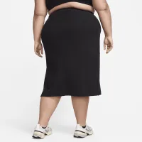 Nike Sportswear Chill Rib женская Slim Midi юбка (большие размеры) цвет черный