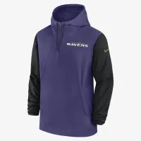 Baltimore Ravens Sideline Pre-Game Player чоловічі Nike NFL 1/2-Zip Hooded Куртка колір фіолетовий