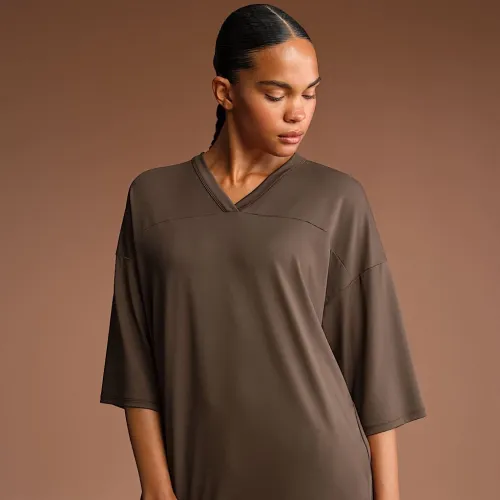 NikeSKIMS Airy жіноча оверсайз V-Neck футболка колір коричневий