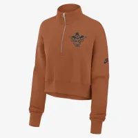 Texas Longhorns Legacy Elevated Logo женская Nike College Cropped 1/4-Zip Crew Orange
