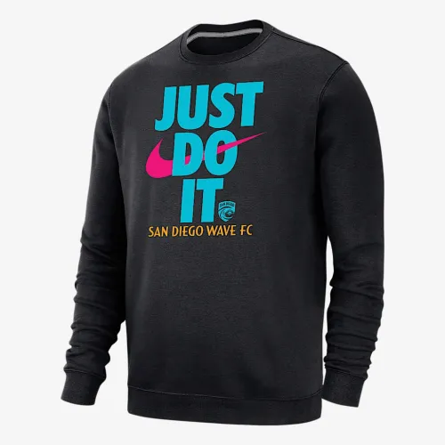 San Diego Wave Club Fleece мужские Nike Soccer Crew-Neck свитшот цвет серый