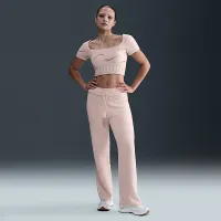 Nike Sportswear Phoenix Cozy Букле жіноча Slim Short-Sleeve Cropped Knit Top Pink
