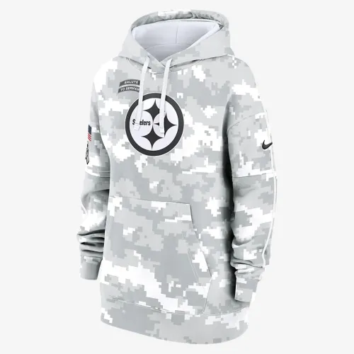 Pittsburgh Steelers Salute to Service Primary Edge Club жіноча Nike NFL Pullover Толстовка з капюшоном колір білий