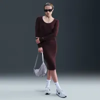 Nike Sportswear Chill Knit женская Tight Long-Sleeve Midi Mini-Rib Костюм цвет красный