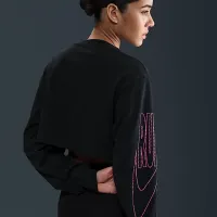Nike After Dark Tour женская оверсайз Long-Sleeve Cropped футболка цвет черный