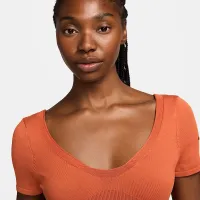 Nike Sportswear Chill Knit женская Tight Sweater Short-Sleeve Bodysuit Orange